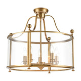 Drayton 5 light pendant light in antique brass finish