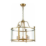 Drayton 5 light pendant light in antique brass finish, alternative view