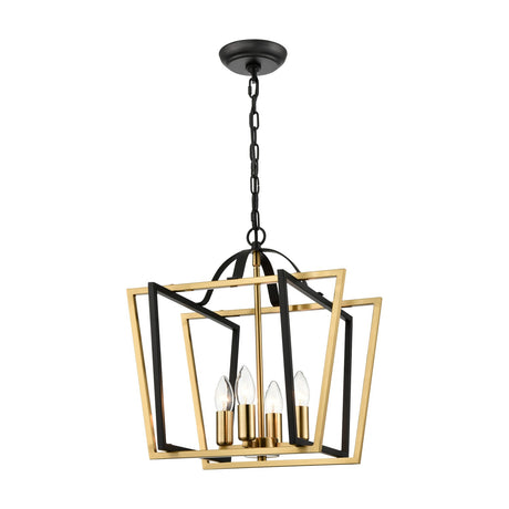 Aviary 4 light pendant light in black and brass finish