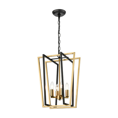 Aviary 4 light pendant light in black and brass finish