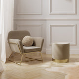 Lara Large Footstool – Beige with Gold