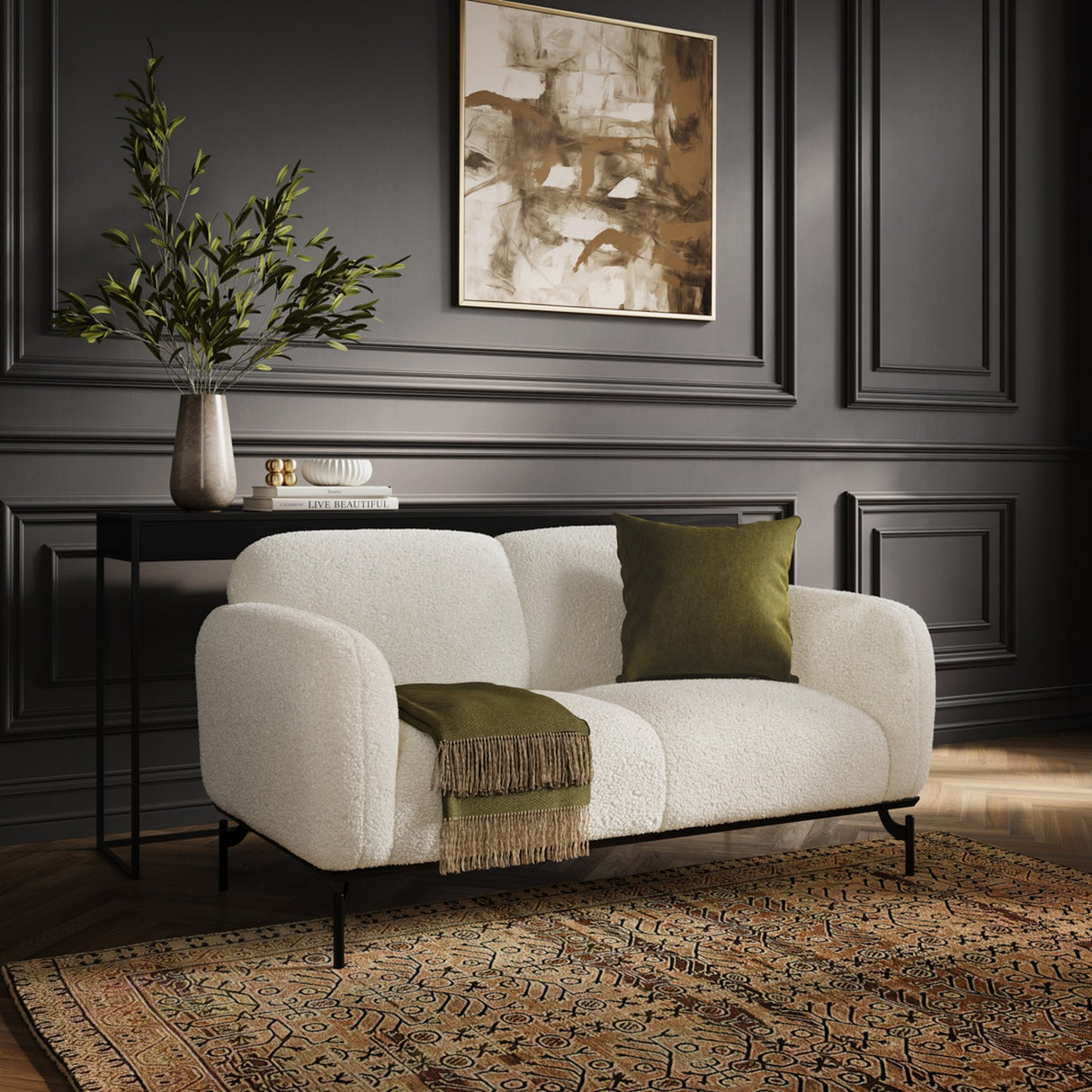 Larsa 2 Seater Sofa – Calm with Black