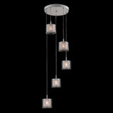 Laurin 5 Light Glass & Copper Mesh Cluster Pendant - Chrome