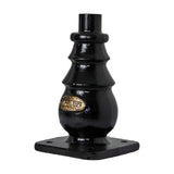 Victorian Cast Iron Pedestal Column 0.23m in black, a decorative lamp post base with ribbed profile and square drilled mounting plate, shown on a plain white background.