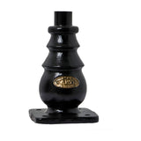 Victorian Cast Iron Pedestal Column 0.23m in black, a decorative lamp post base with tiered iron shaft, gold nameplate, and square mounting plate, shown on a plain white background.