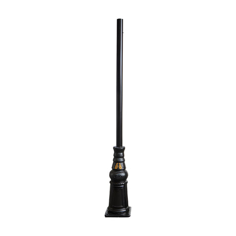 Victorian Cast Iron Lamp Post Column, 2.36m, black finish with ornate decorative base and long plain pole, shown against a plain white background.