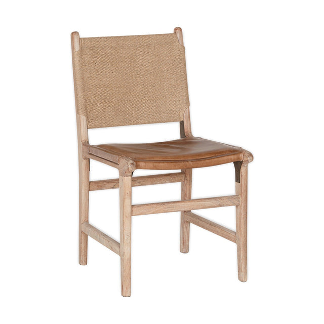 Nayan Leather & Jute Dining Chair - Tan