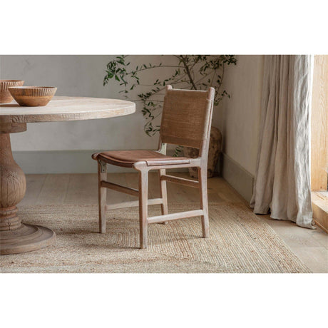 Nayan Leather & Jute Dining Chair - Tan