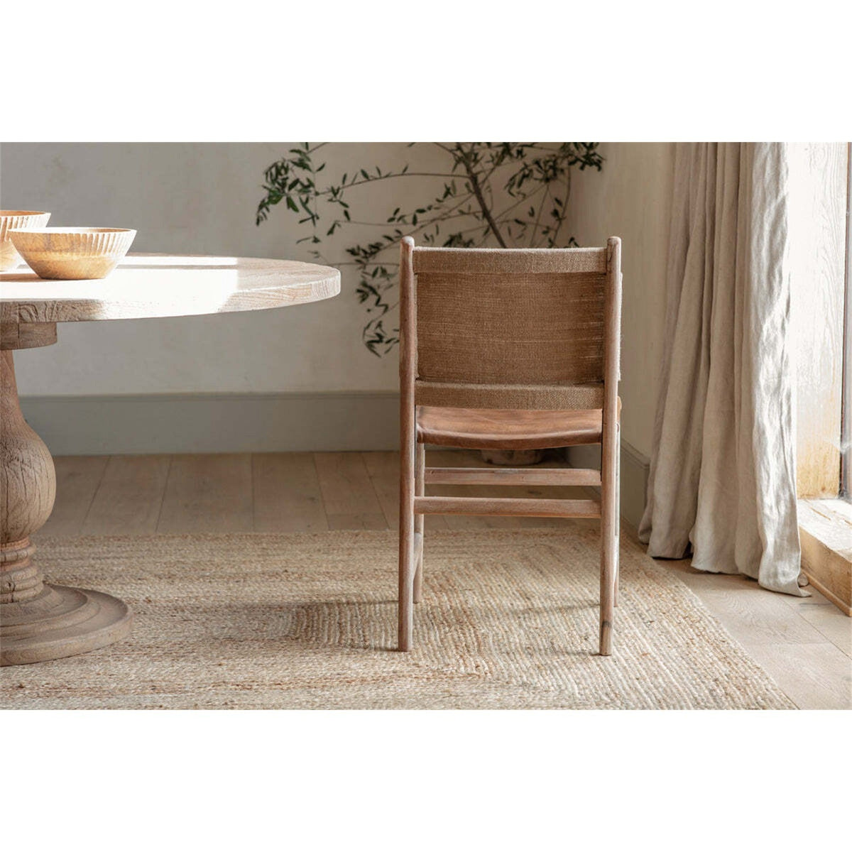 Nayan Leather & Jute Dining Chair - Tan