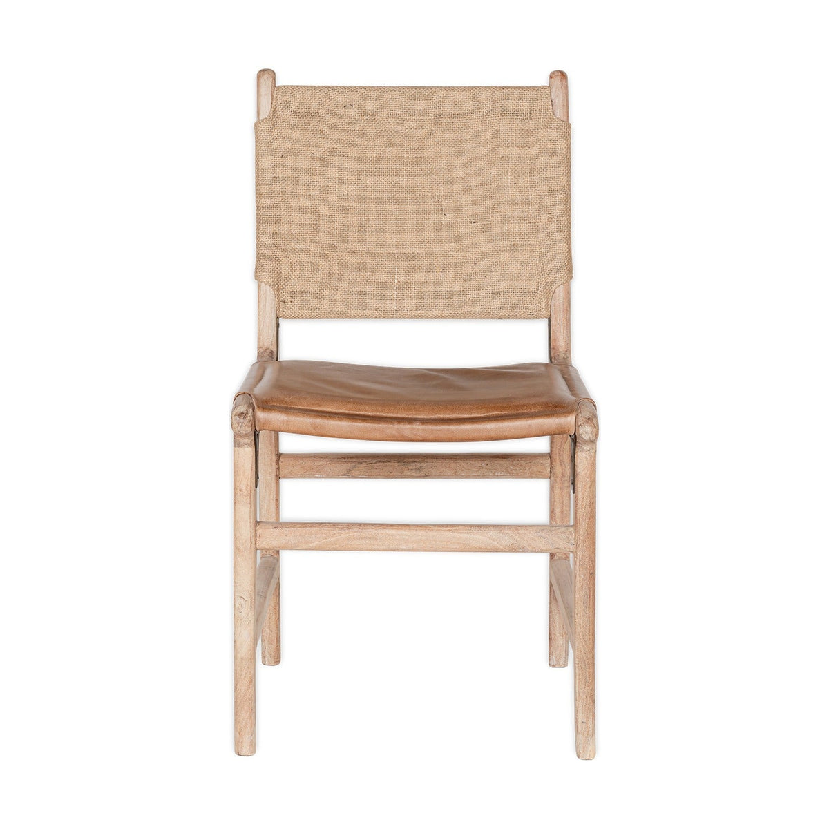 Nayan Leather & Jute Dining Chair - Tan