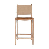 Nayan Leather & Jute Counter Stool - Tan