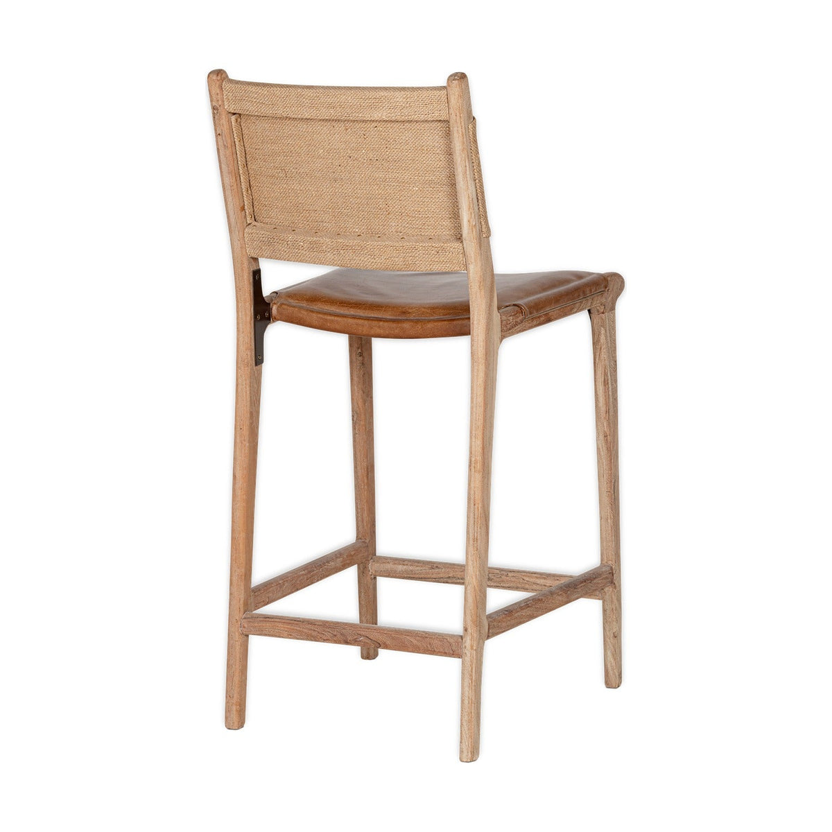 Nayan Leather & Jute Counter Stool - Tan