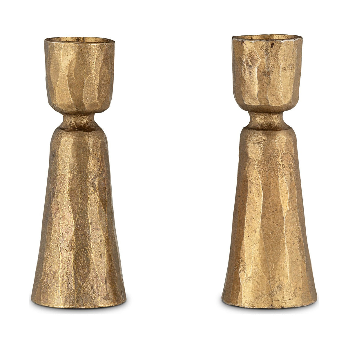 Lokoja Faceted Candlestick - Antique Brass - Set of 2