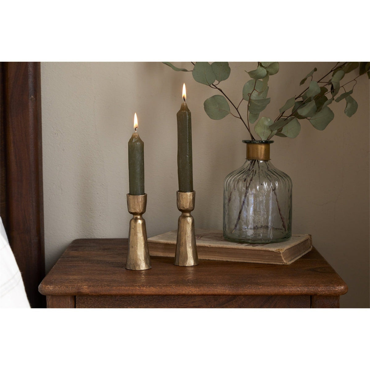 Lokoja Faceted Candlestick - Antique Brass - Set of 2