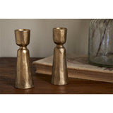 Lokoja Faceted Candlestick - Antique Brass - Set of 2