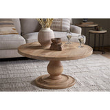 Laya Round Carved Mango Wood Coffee Table - Natural
