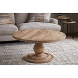 Laya Round Carved Mango Wood Coffee Table - Natural