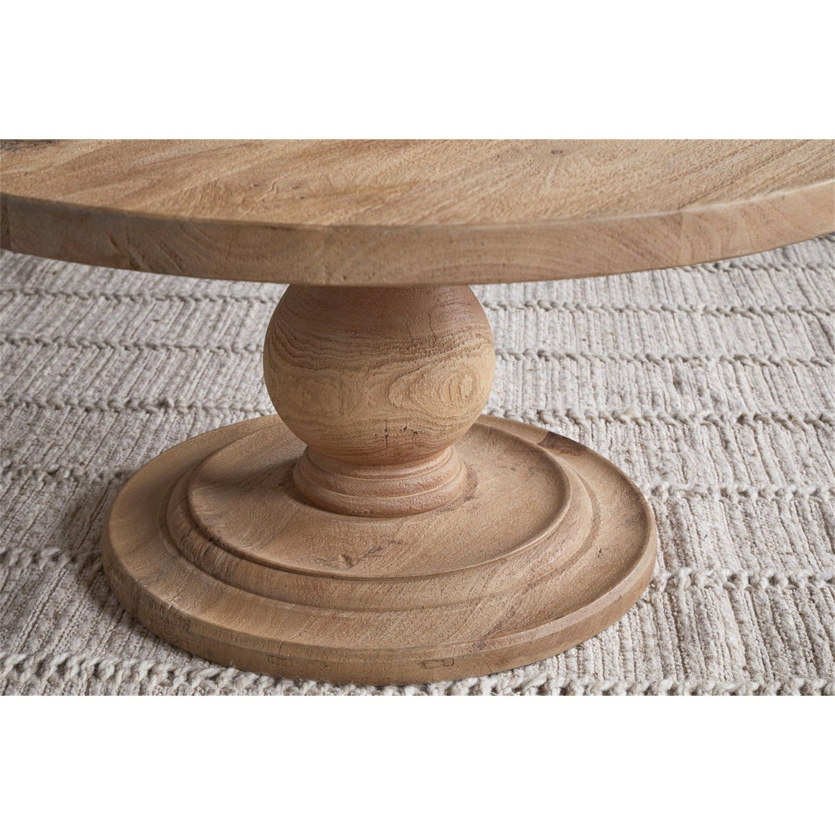 Laya Round Carved Mango Wood Coffee Table - Natural