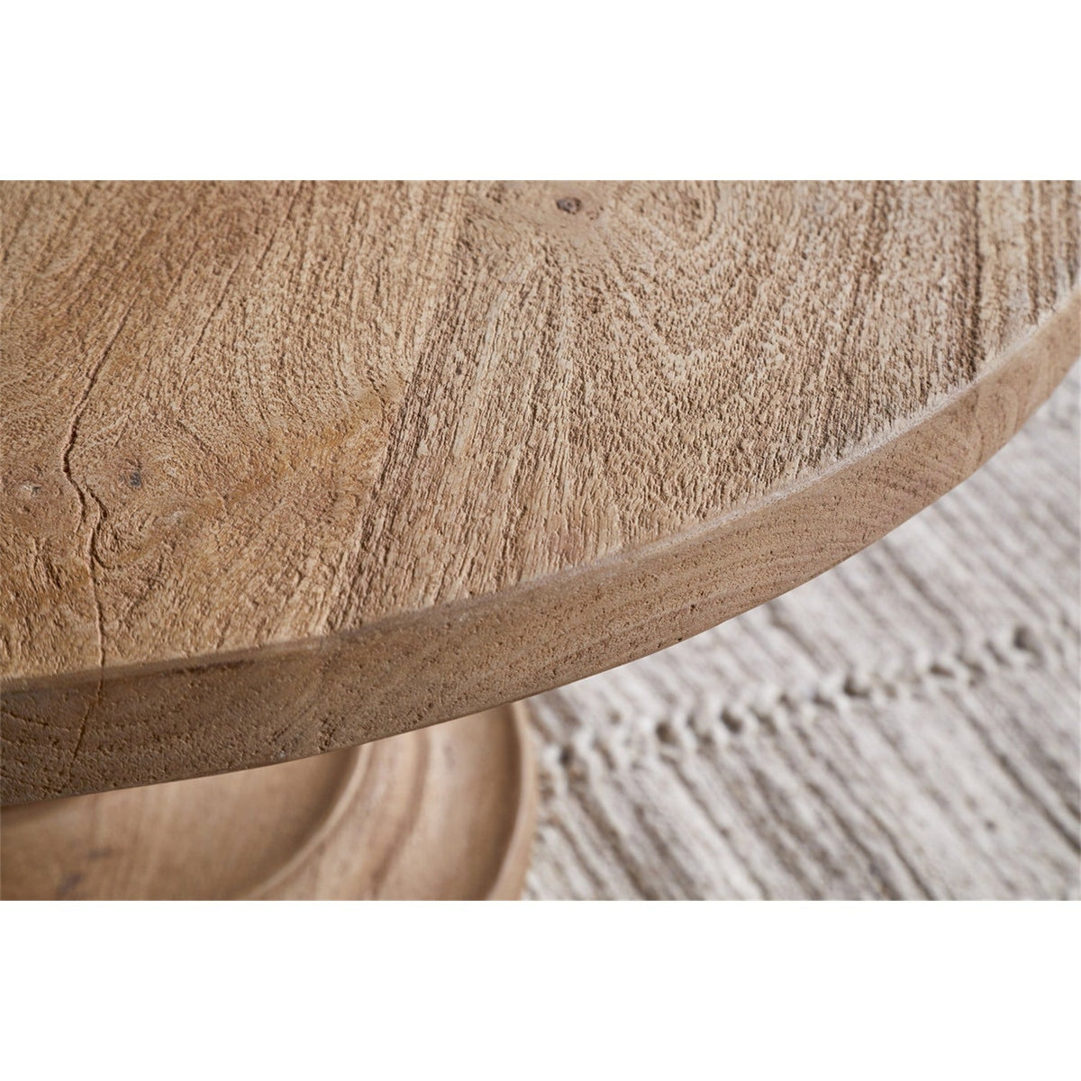 Laya Round Carved Mango Wood Coffee Table - Natural