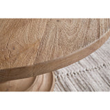 Laya Round Carved Mango Wood Coffee Table - Natural