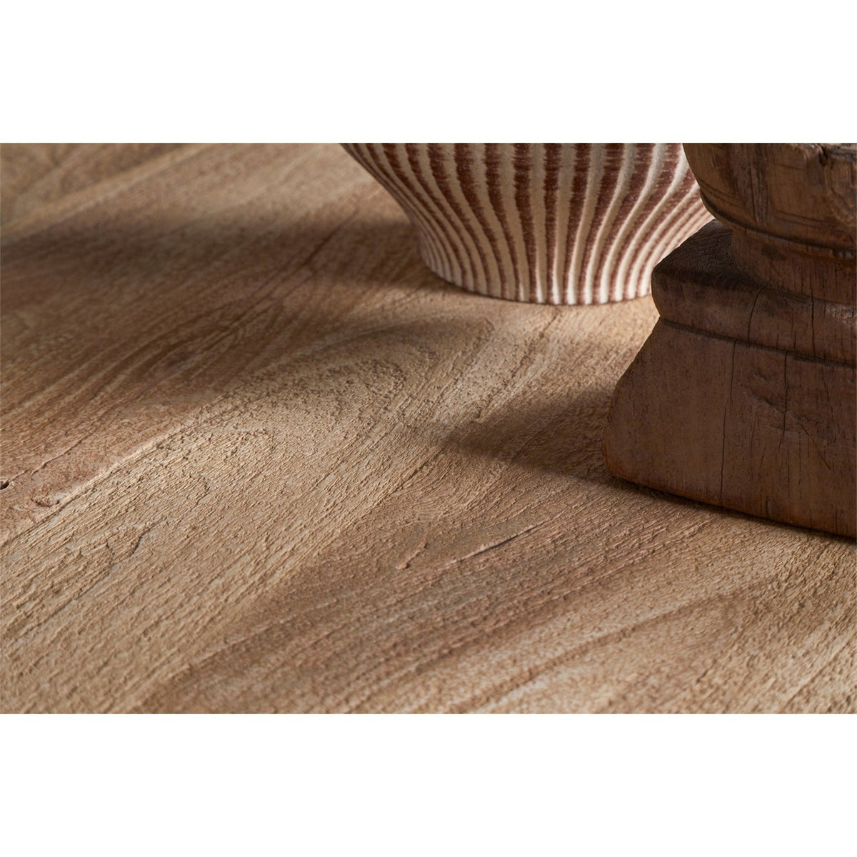 Laya Round Carved Mango Wood Coffee Table - Natural