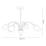 Rimini 51cm 4 Light Opal Glass Chandelier - Satin Chrome