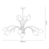 Rimini 69cm 12 Light Opal Glass Chandelier - Satin Chrome