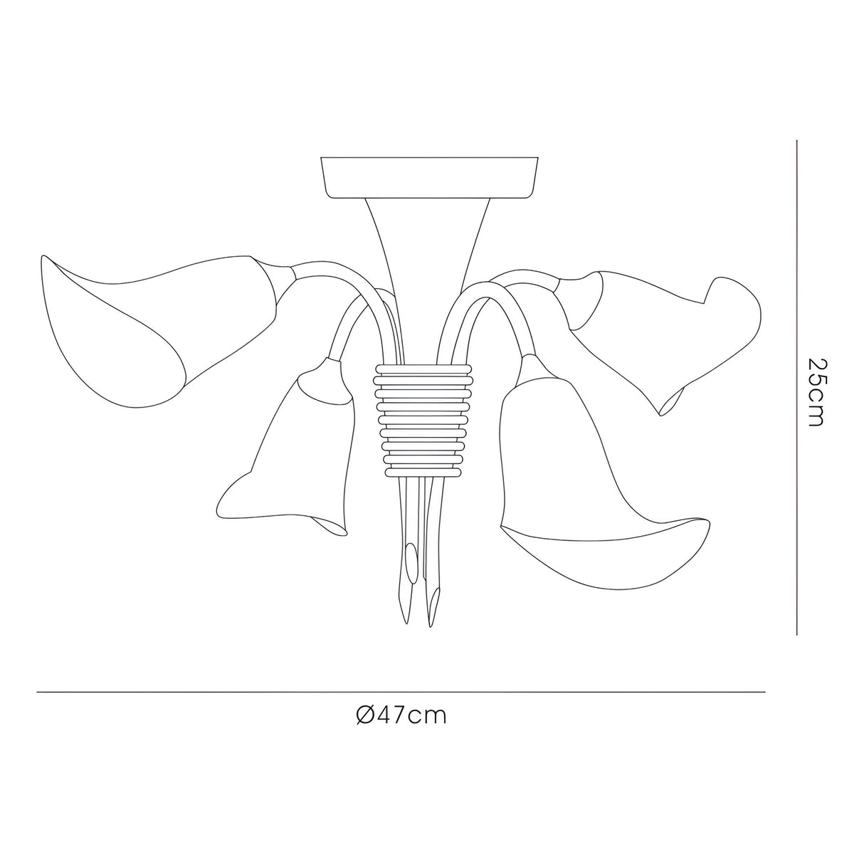 Ancona 4 Light Frosted Glass Semi-Flush Ceiling Light - Satin Gold