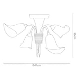 Ancona 4 Light Frosted Glass Semi-Flush Ceiling Light - Satin Gold