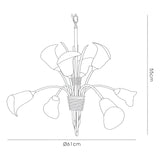 Ancona 61cm 8 Light Frosted Glass Chandelier - French Gold