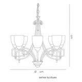 San Marino 54cm 8 Light Frosted Glass Chandelier - Pewter