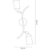 Toscano 2 Light Frosted Glass Wall Light - White & Gold