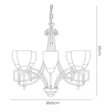 Ortona 60cm 8 Light Opal Glass Chandelier - Russet Brown