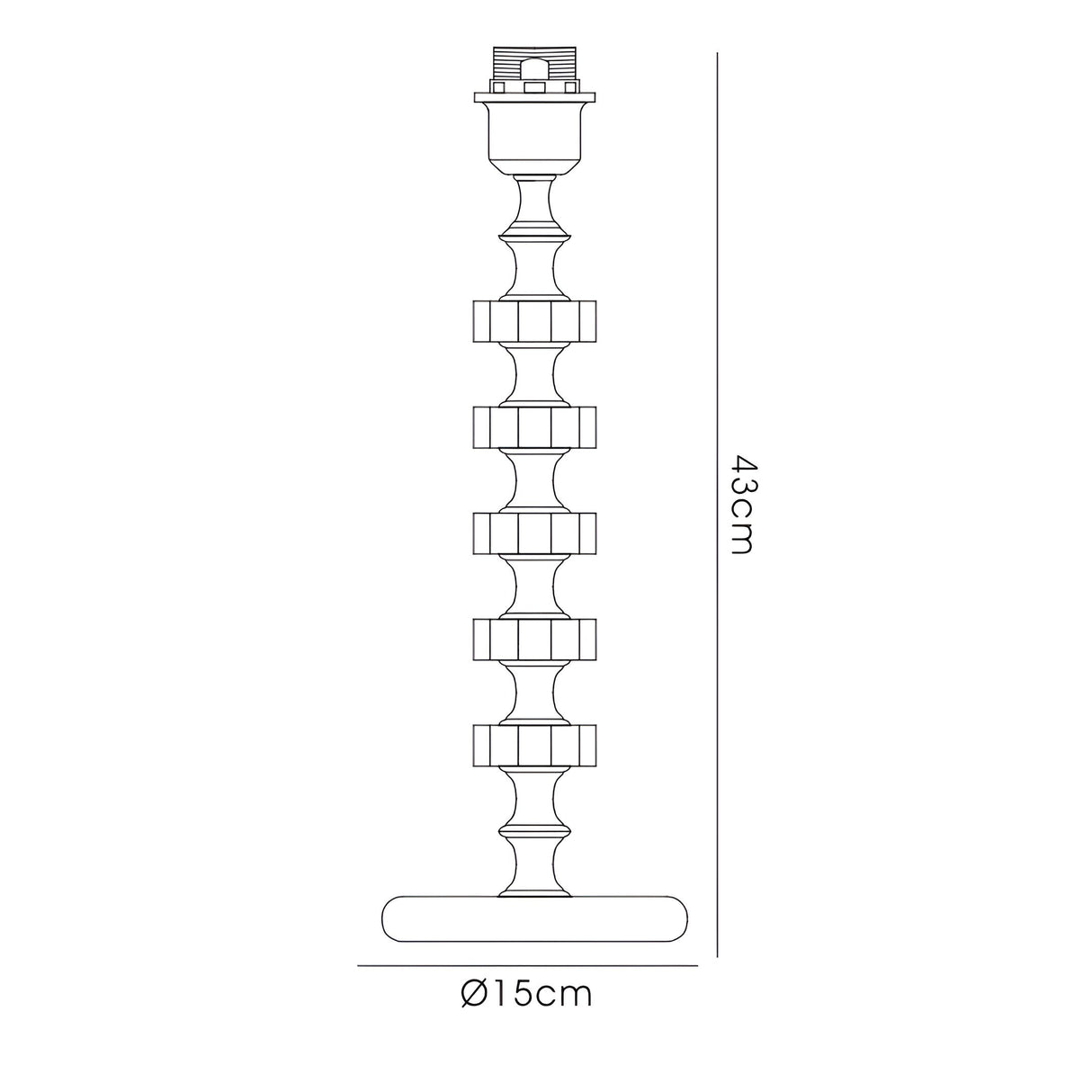 Elenor 1 Light Crystal Table Lamp - Silver (Without Shade)