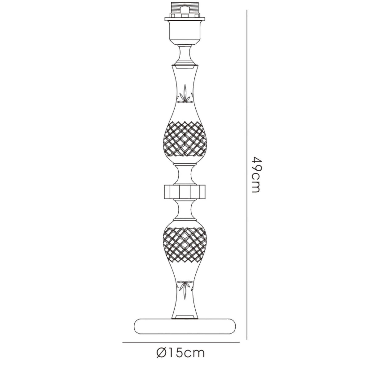 Albas 1 Light Crystal Table Lamp - Silver (Without Shade)