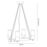 Kopus 4 Light Glass Linear Suspension Light - Polished Chrome