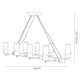 Kopus 8 Light Glass Linear Suspension Light - Polished Chrome