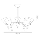 Kristina 45cm 5 Light Opal Glass Chandelier - Polished Chrome