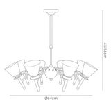 Kristina 64cm 8 Light Opal Glass Chandelier - Polished Chrome