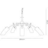 Lucia 64cm 5 Light Glass Chandelier/Semi-Flush - Chrome