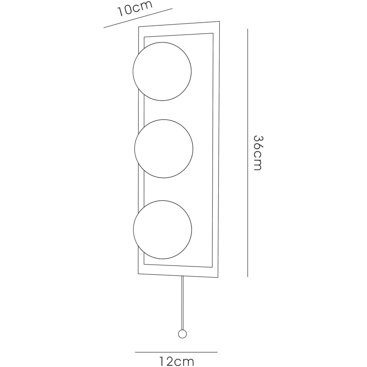 Globe 3 Light Bathroom Wall Lamp With Pull-Cord - Dark Chrome