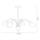 Rimini 51cm 4 Light Opal Glass Chandelier - Satin Brass