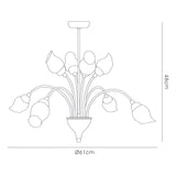 Rimini 61cm 8 Light Opal Glass Chandelier - Satin Brass