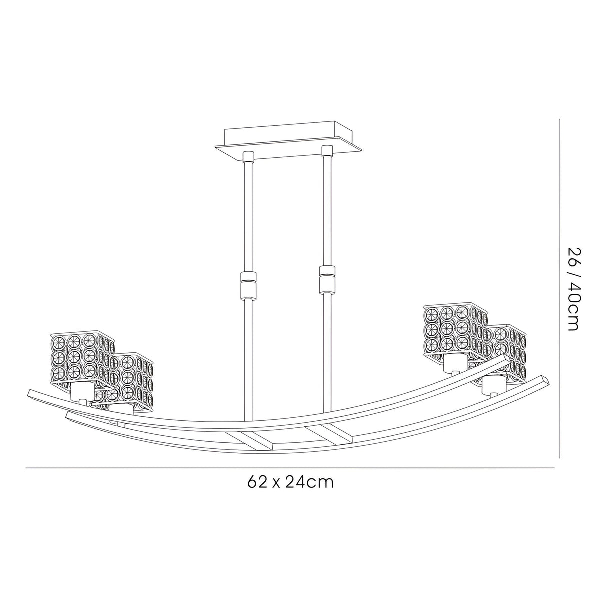 Elsa 6 Light Telescopic Crystal Semi-Flush Ceiling Light - Satin Nickel