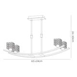 Elsa 6 Light Telescopic Crystal Semi-Flush Ceiling Light - Satin Nickel