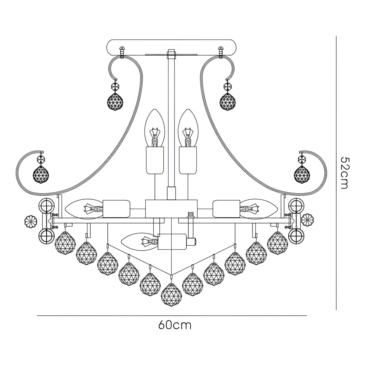 Pearl 12 Light Crystal Semi-Flush Ceiling Light - French Gold