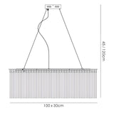 Zanthe 100cm 10 Light Glass Linear Suspension Light - Polished Chrome