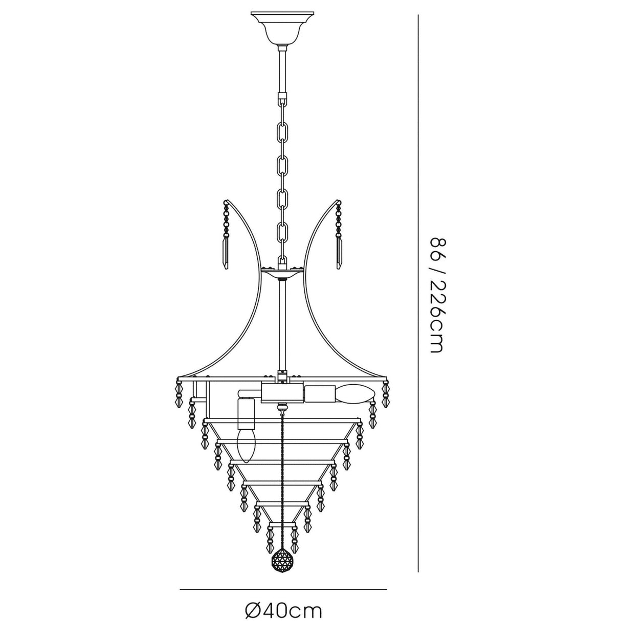 Kanya 40cm 8 Light Crystal Chandelier - Polished Chrome
