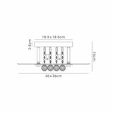 Delmar 4 Light Square Glass/Crystal Flush Ceiling Light - Antique Brass