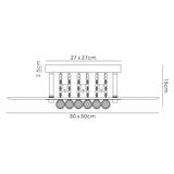 Delmar 6 Light Square Glass/Crystal Flush Ceiling Light - Antique Brass